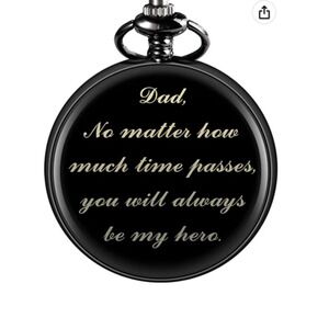 Engraved Pocket Watch With Chain For Dad Hero Holidays Birthdays Party's